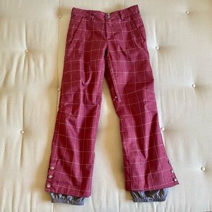 Burton Burgundy Plaid Snow Pants